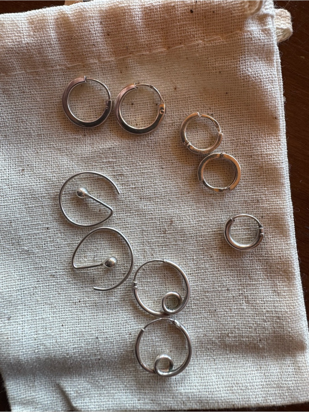 Lot of silver hoops